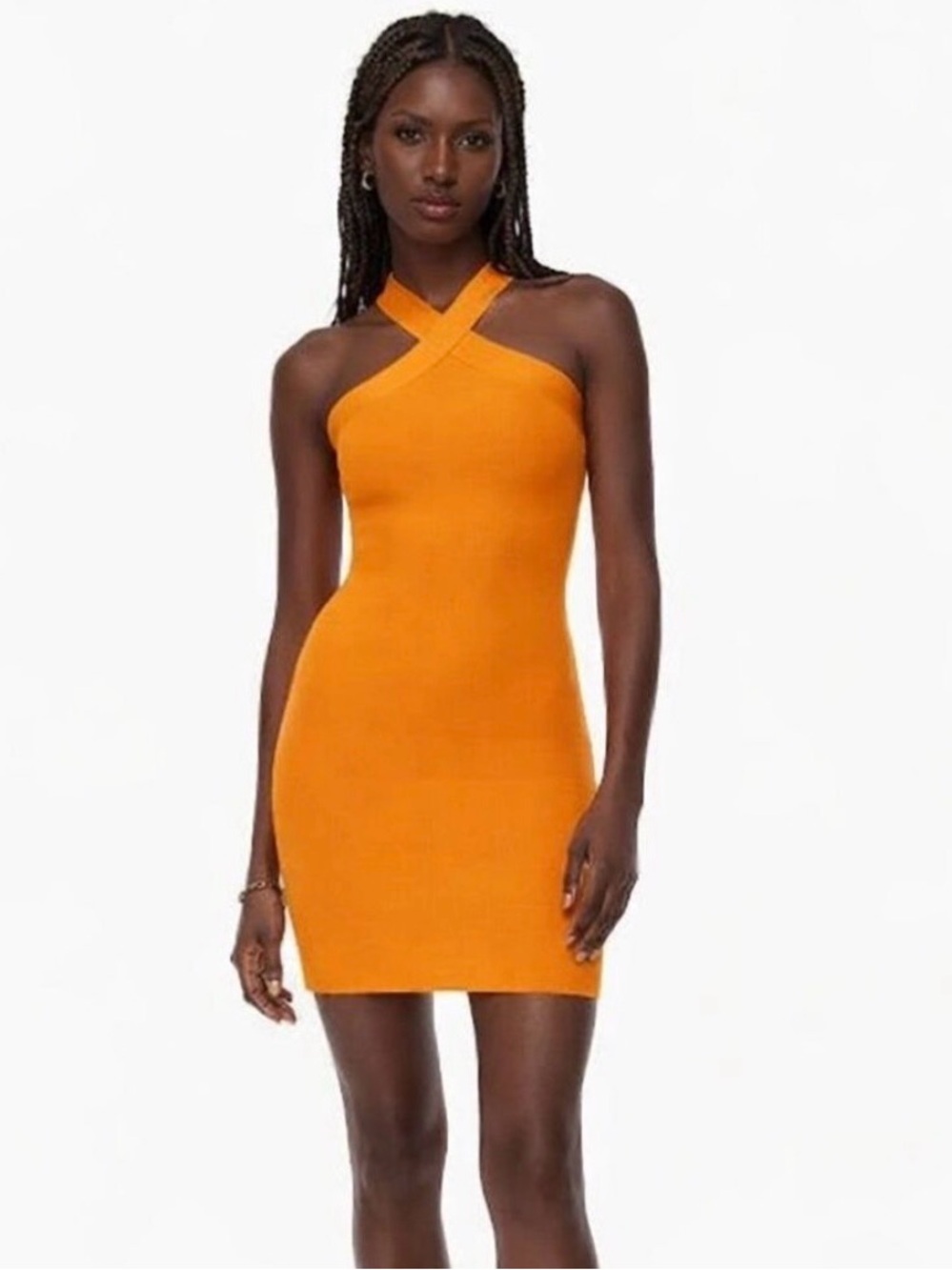 Babaton Sculpt Knit Cross Neck Bodycon Mini Dress